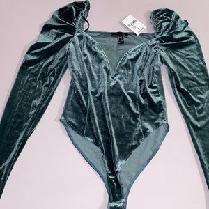 Plunging Velvet Bodysuit